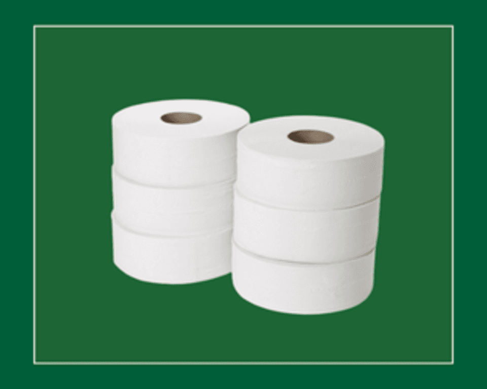 White Maxi Jumbo Toilet Rolls 2-Ply 400m Large Core