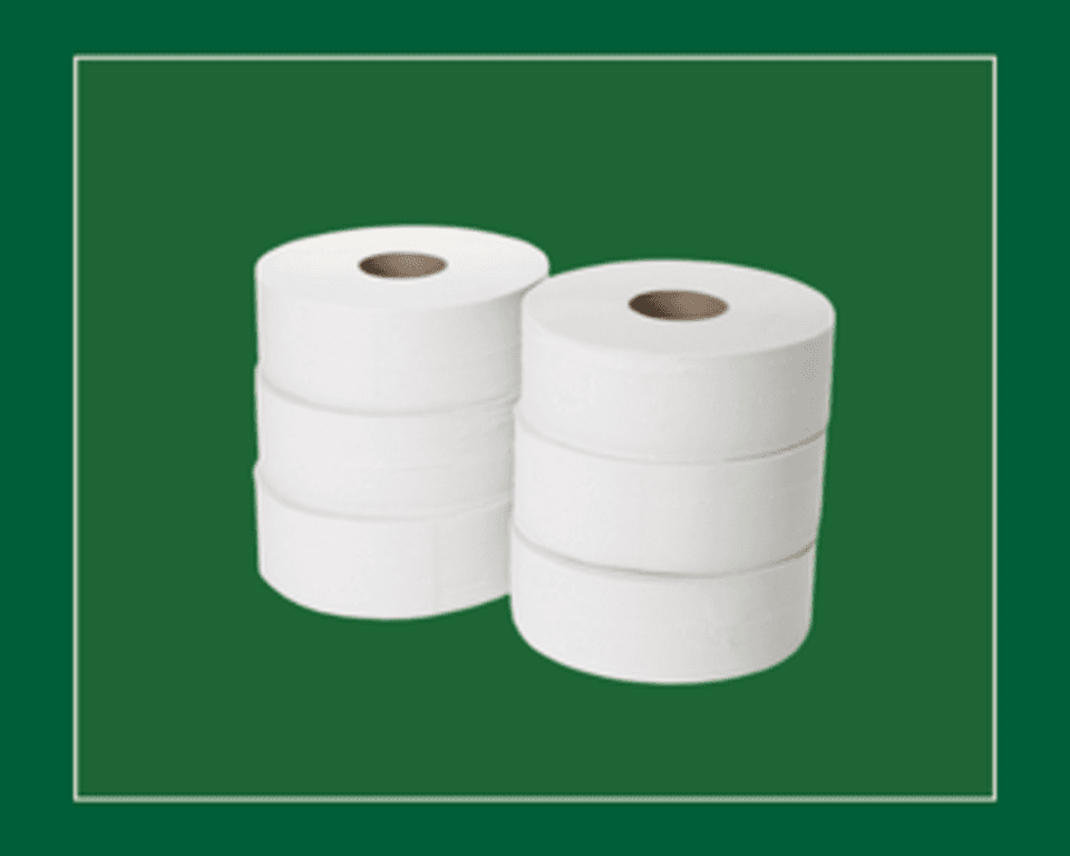 White Maxi Jumbo Toilet Rolls 2-Ply 400m Small Core