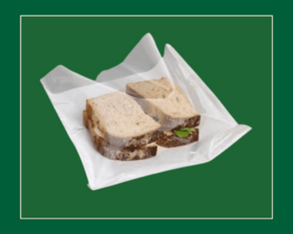Paper Sandwich Bag With Film Front 10x10 - White