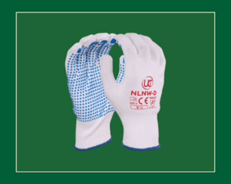 White Low Lint Nylon Dotted Gloves