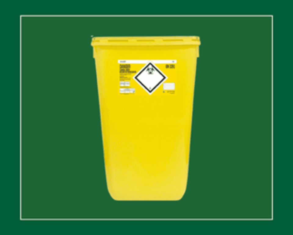 60L Yellow Clinical Waste Bin and Lid 