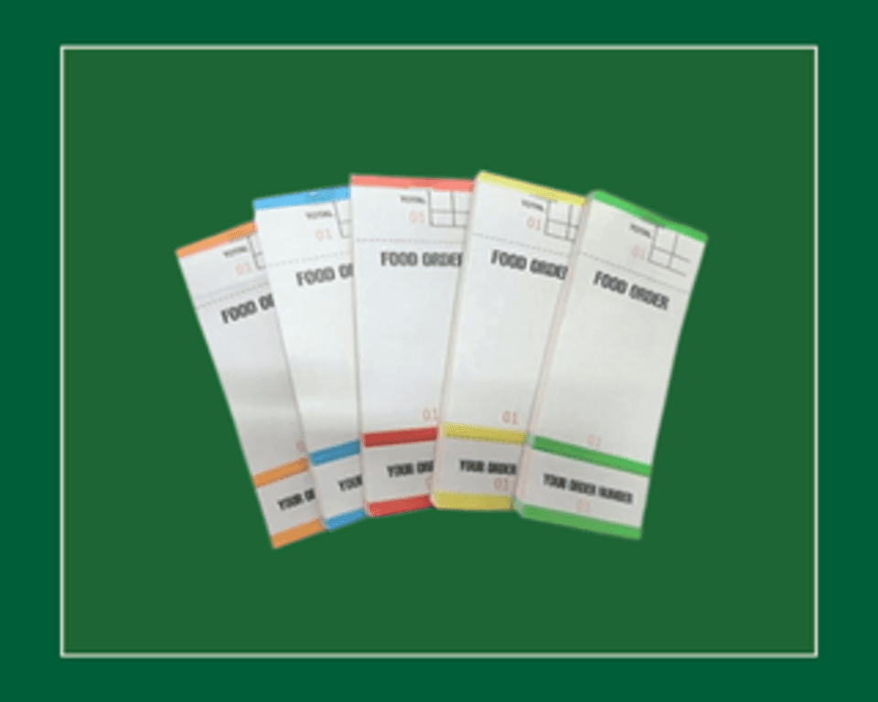 Food Order Pads Numbered 1-100 Coloured 1x100