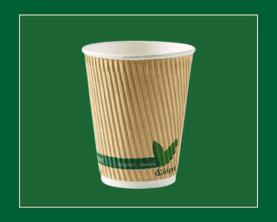 12oz Compostable Kraft Ripple Triple Layer Hot Drinks Cups 