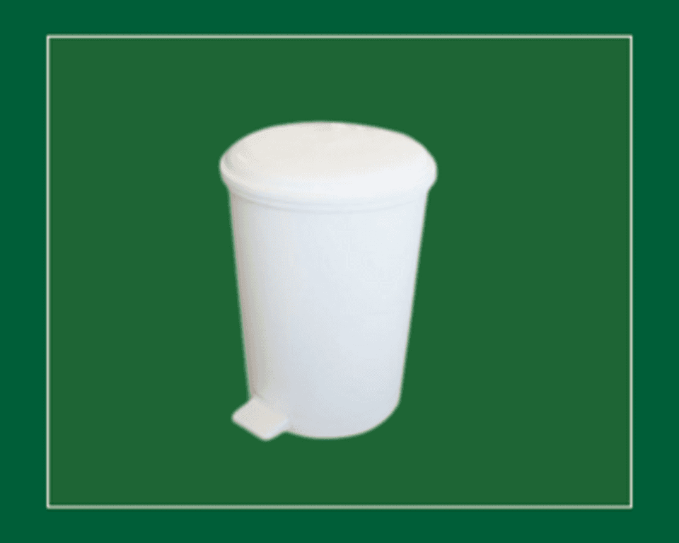 20L White Plastic Pedal Bin