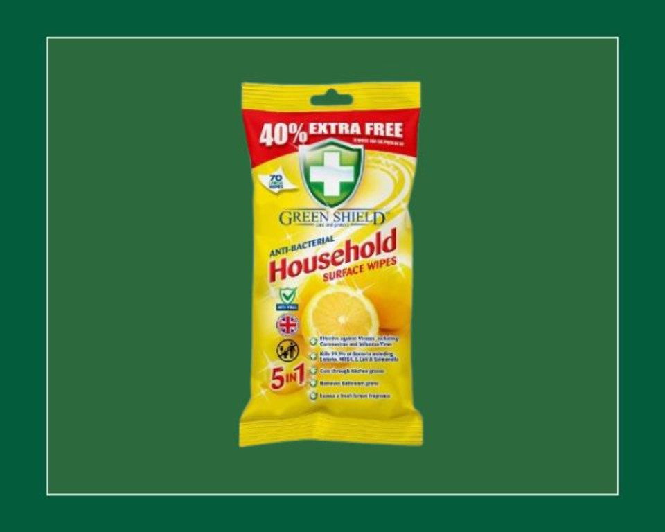 Green Shield Anti-Bacterial Household Wipes Pack of 70