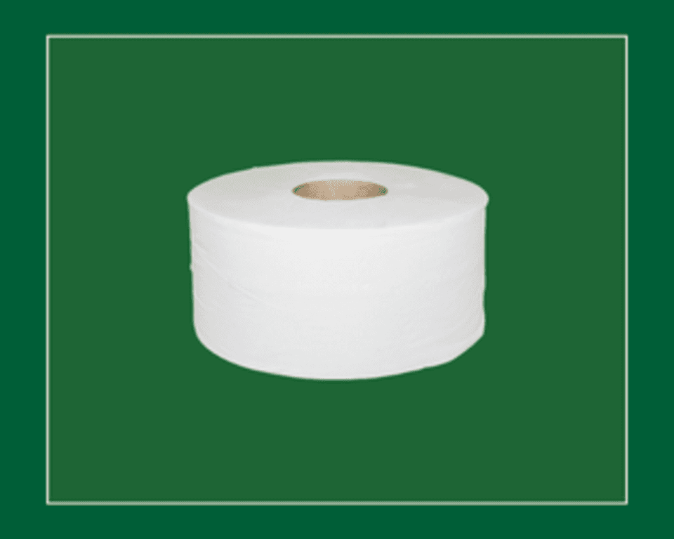 White Mini Jumbo Toilet Rolls 2-Ply 200m Large Core